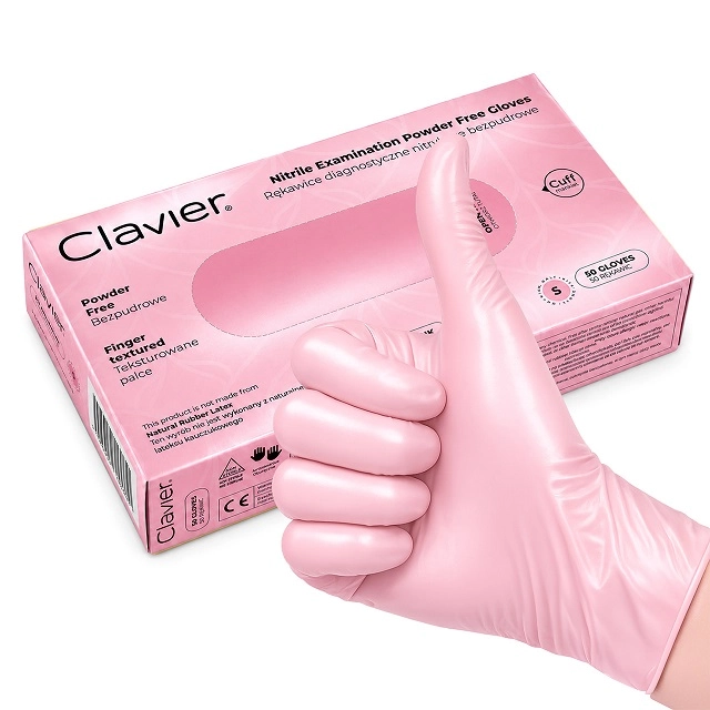 Rękawiczki nitrylowe Clavier Pearl Pink to jednorazowe rękawiczki diagnostyczne przeznaczone do pracy w salonach kosmetycznych i gabinetach medycznych.