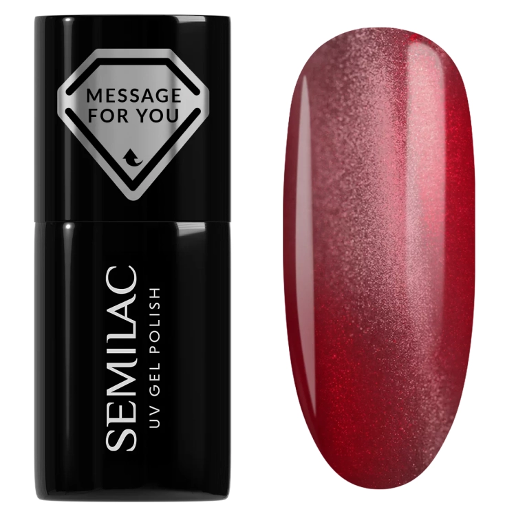Semilac 736 Crimson Jelly Gloss 7 ml — butelka i swatch koloru