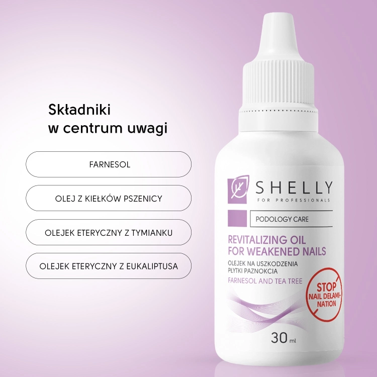 Shelly Olejek do zniszczonej płytki paznokcia 30 ml — składniki aktywne