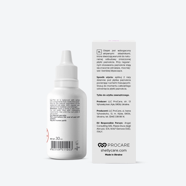 Shelly Olejek do zniszczonej płytki paznokcia 30 ml — etykieta ze składem