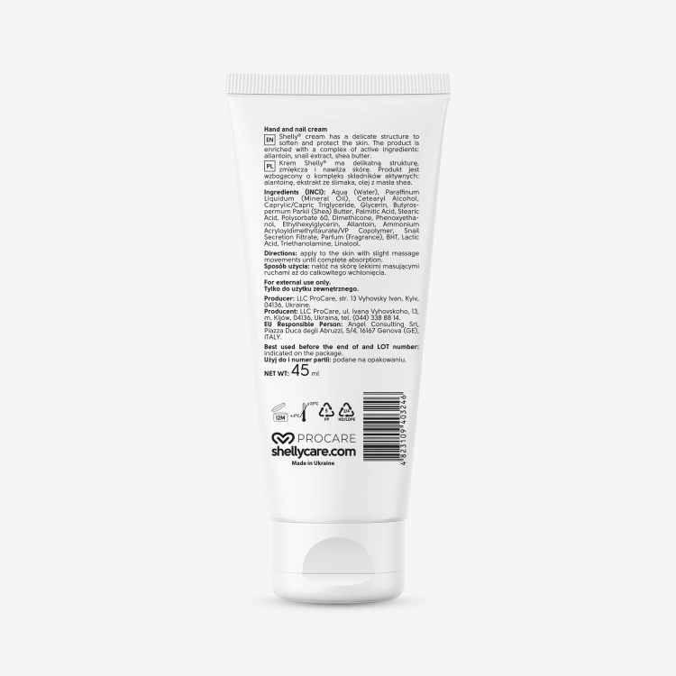 Shelly Krem do rąk i paznokci 45 ml — etykieta ze składem