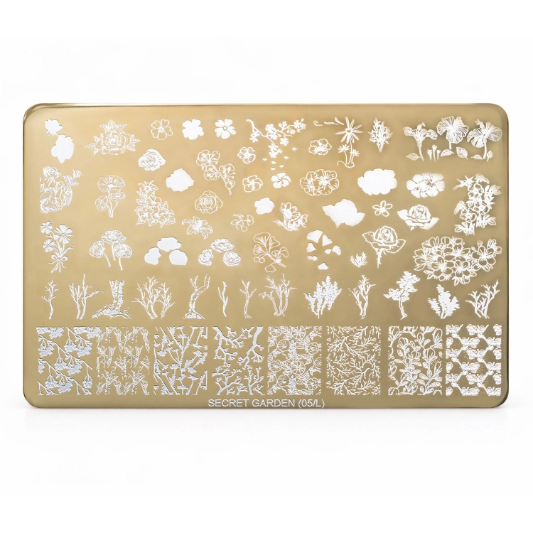 Clavier Blaszka Złota do stempli Secret Garden (05/L) — płytka z wzorami Secret Garden 05/L