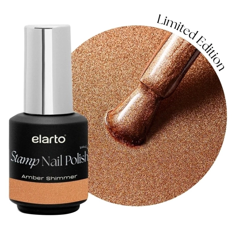 Elarto Lakier do stempli Stamp Nail Polish Amber Shimmer (miedziany) 7ml