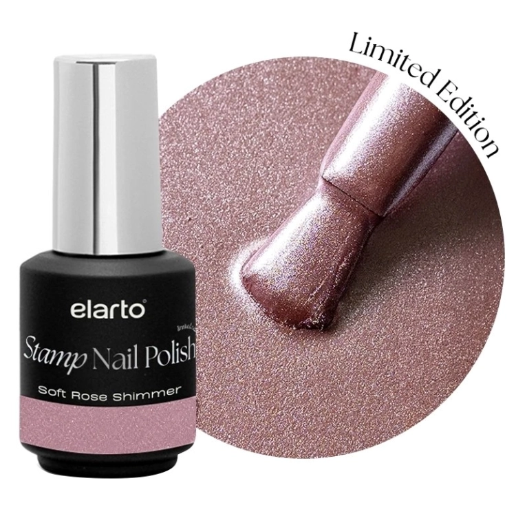 Elarto Lakier do stempli Stamp Nail Polish Soft Rose Shimmer (różowy) 7ml