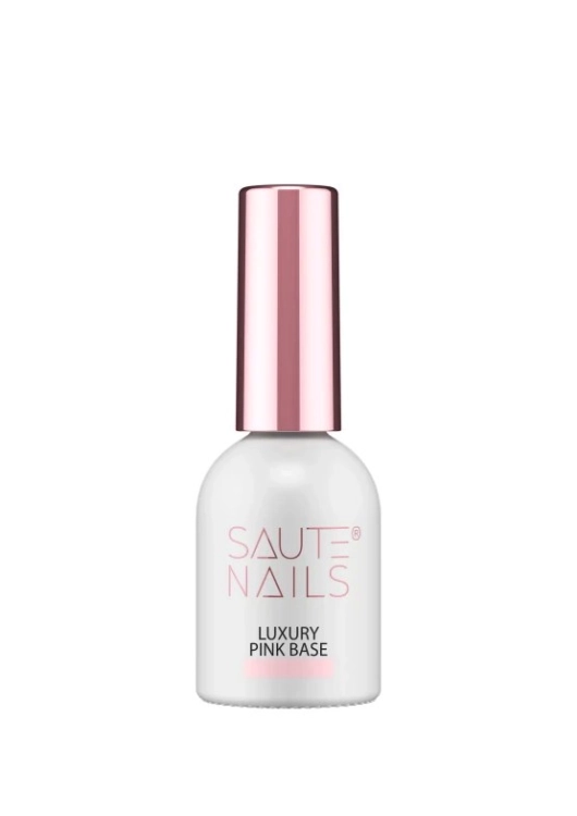 Saute Nails Baza hybrydowa Luxury Pink 8 ml - różowa, delikatna nadbudowa