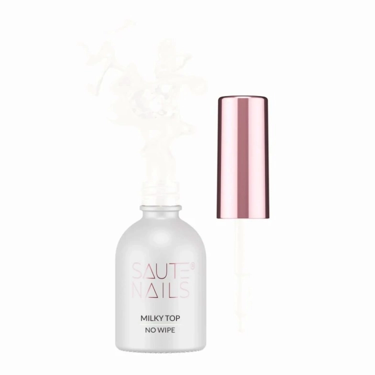 Saute Nails Top hybrydowy Milky Top No Wipe 8 ml - mleczny