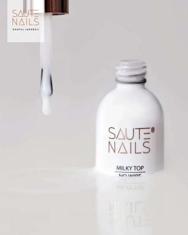 Saute Nails Top hybrydowy Milky Top No Wipe 8 ml - mleczny