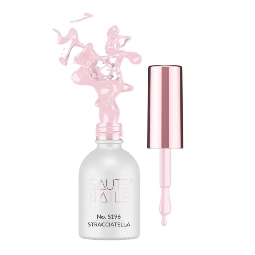 Saute Nails Lakier hybrydowy S196 Stracciatella 8 ml - pudrowy róż z drobiną