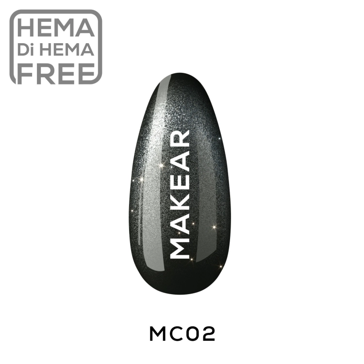 Makear Magnetic Fall Cat Eye & Flash MC02 8ml — kolor na tipsie