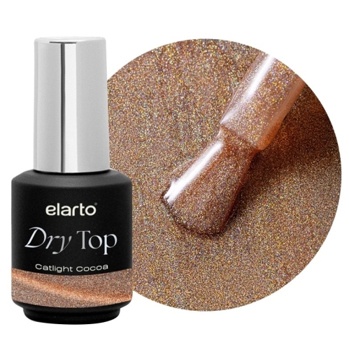 Elarto Top hybrydowy Dry Top Catlight Cocoa 7ml — butelka i kolor