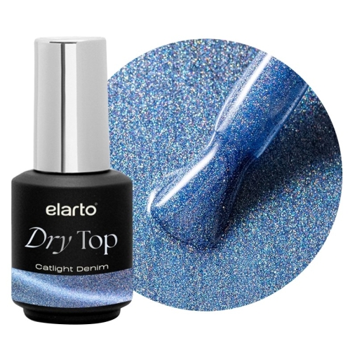 Elarto Top hybrydowy Dry Top Catlight Denim 7ml — butelka i kolor