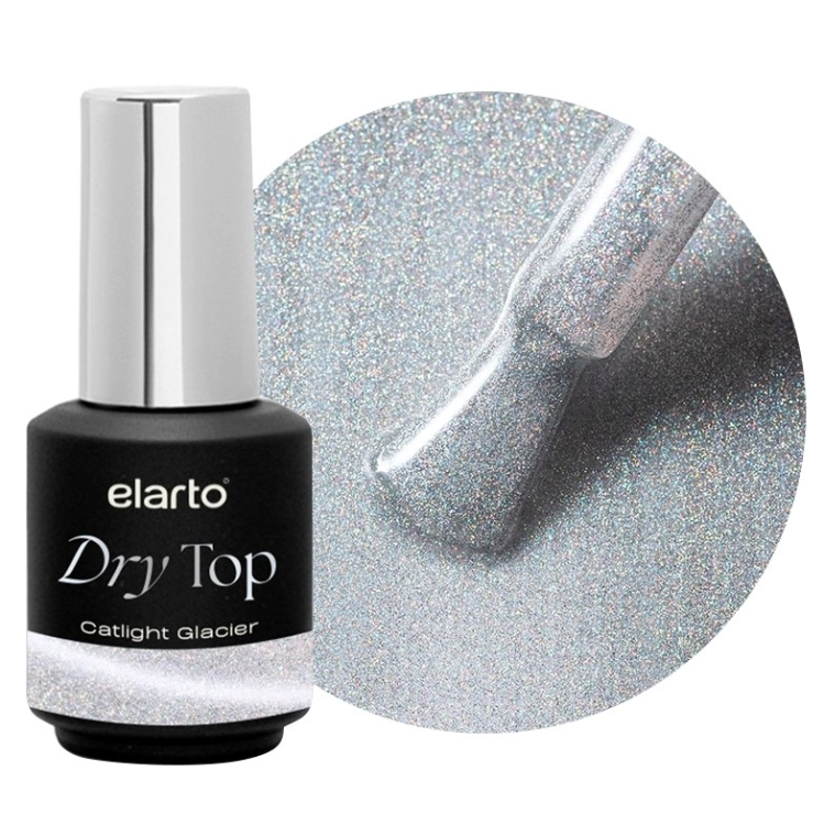 Elarto Top hybrydowy Dry Top Catlight Glacier 7ml — butelka i kolor