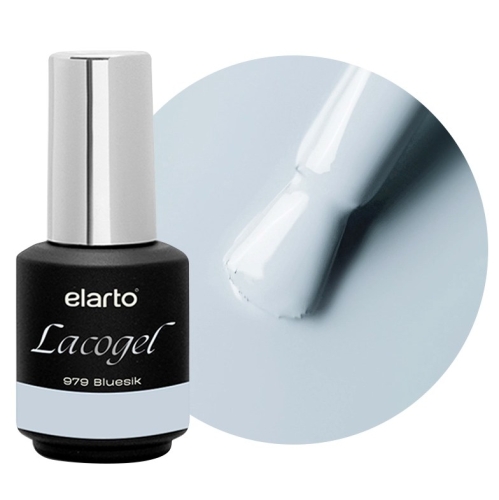 Elarto Lakier hybrydowy Lacogel 979 Bluesik 7ml — butelka i kolor