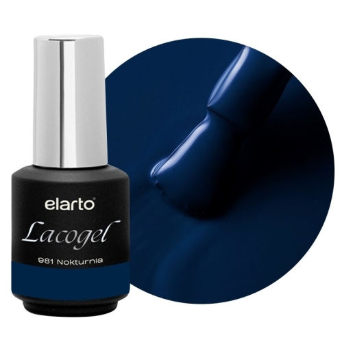 Elarto Lakier hybrydowy Lacogel 981 Nokturnia 7ml — butelka i kolor