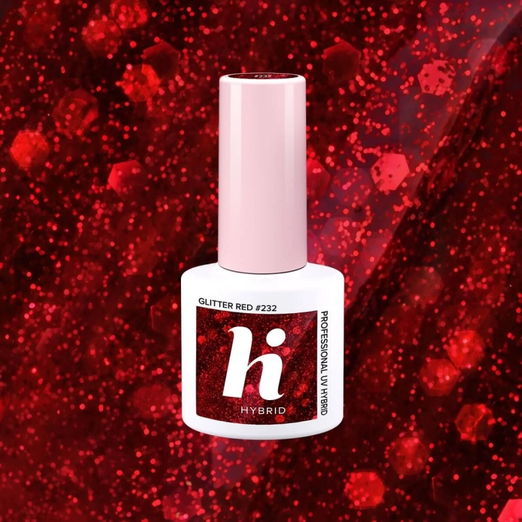 Lakier hybrydowy hi hybrid 5 ml Glitter Red #232