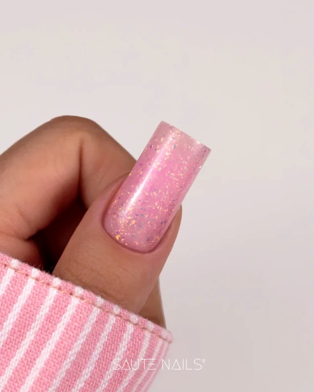 Saute Nails Żel budujący Easy Levelling PRO Shiny Rose 50 g - różowy z drobiną